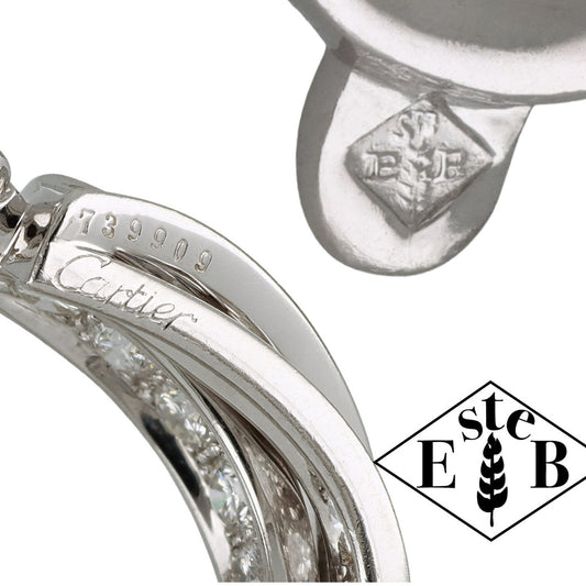 Cartier French 1970s 18KT White Gold Diamond Earrings signature