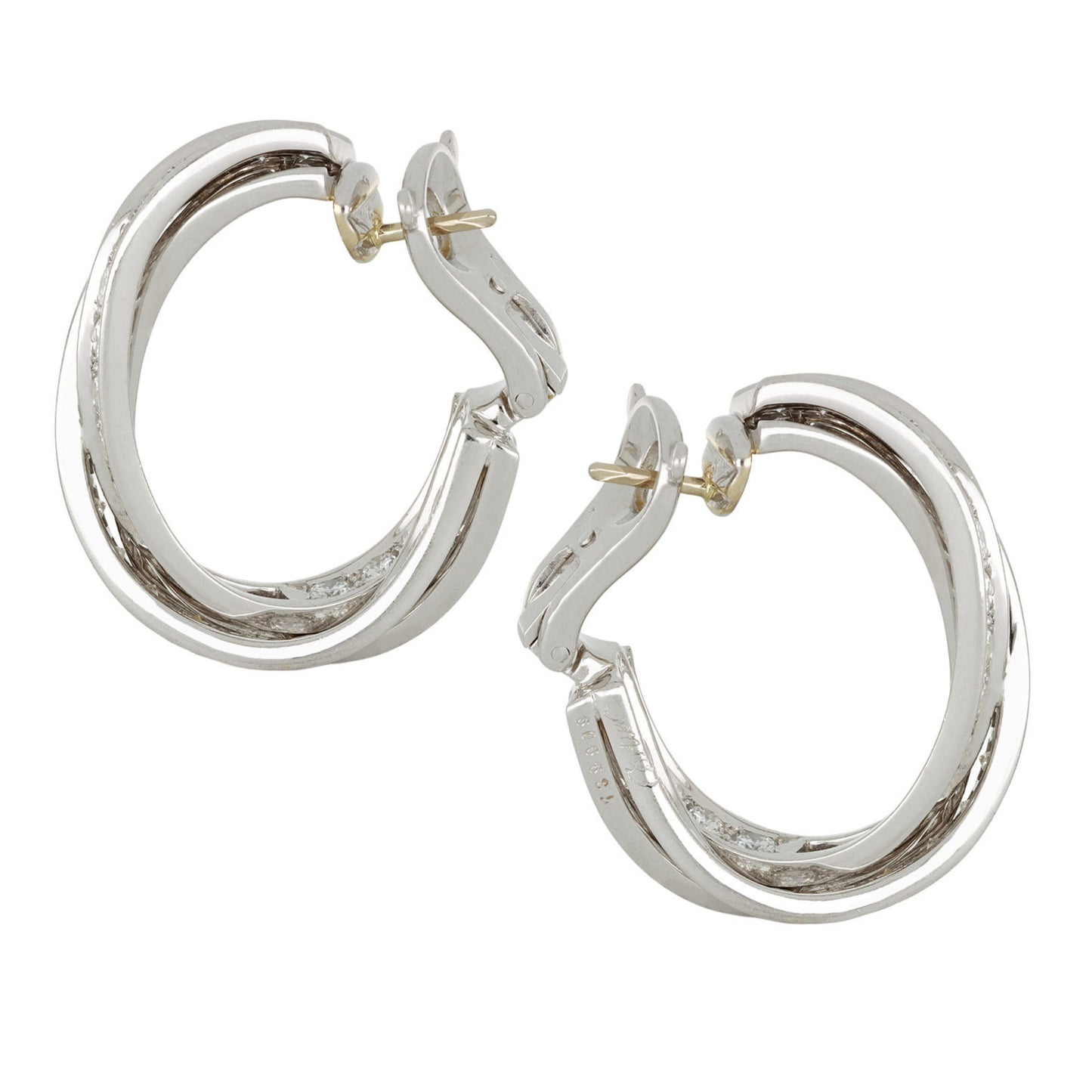 Cartier French 1970s 18KT White Gold Diamond Earrings side
