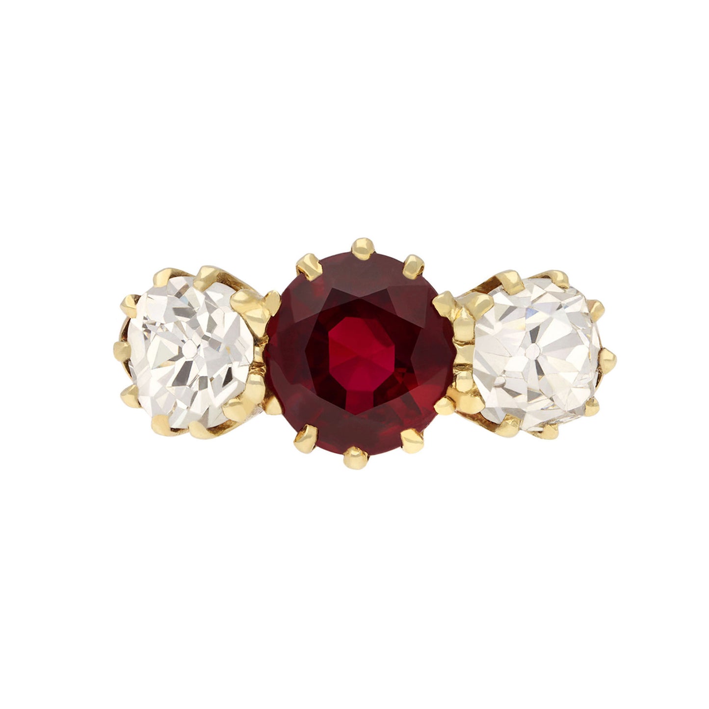 Victorian Platinum & 18KT Yellow Gold Ruby & Diamond Ring front