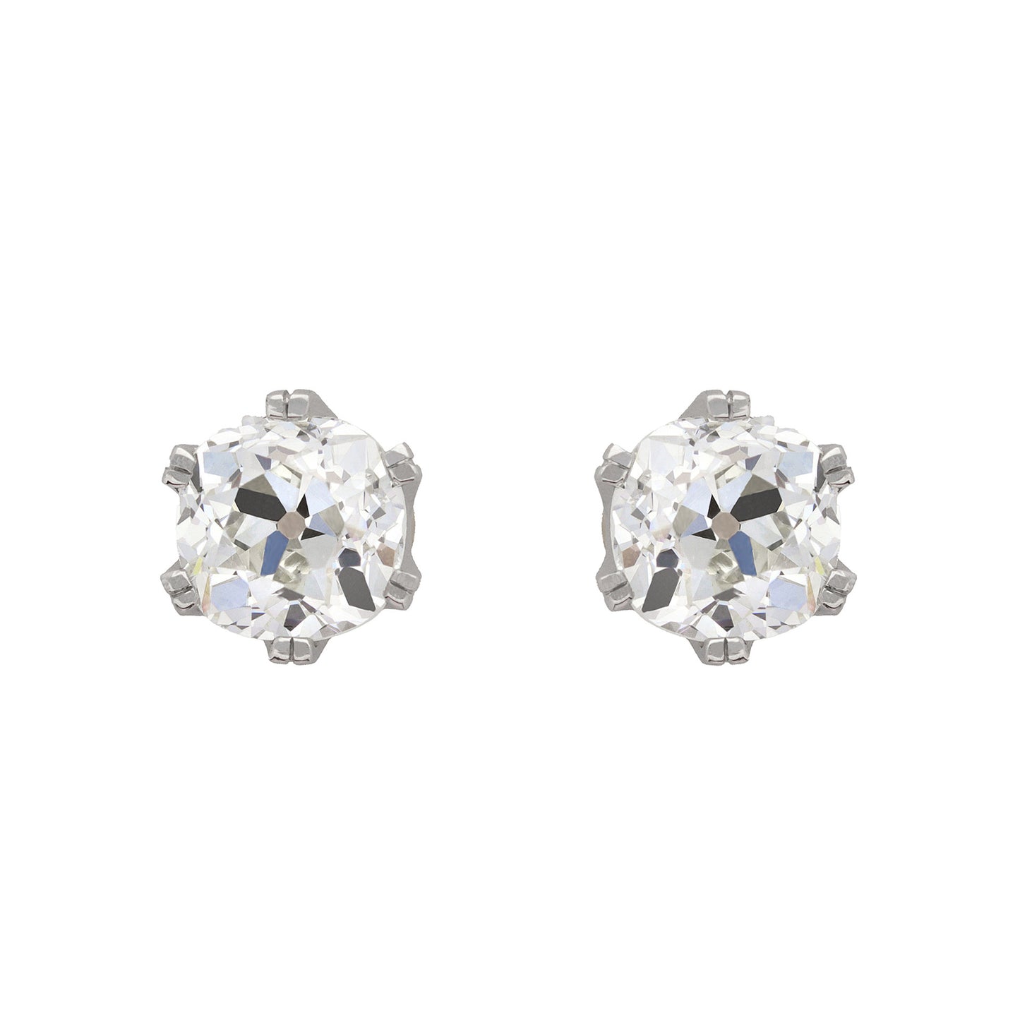 Edwardian Platinum & 18KT Rose Gold Diamond Earrings front