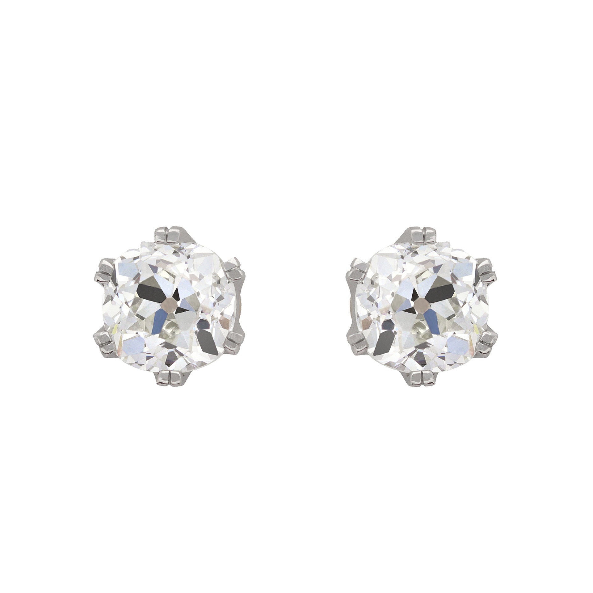 Edwardian Platinum & 18KT Rose Gold Diamond Earrings front