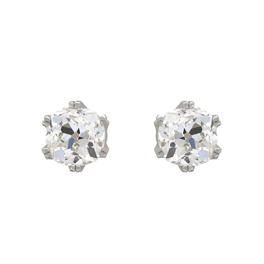 Edwardian Platinum & 18KT Rose Gold Diamond Earrings front