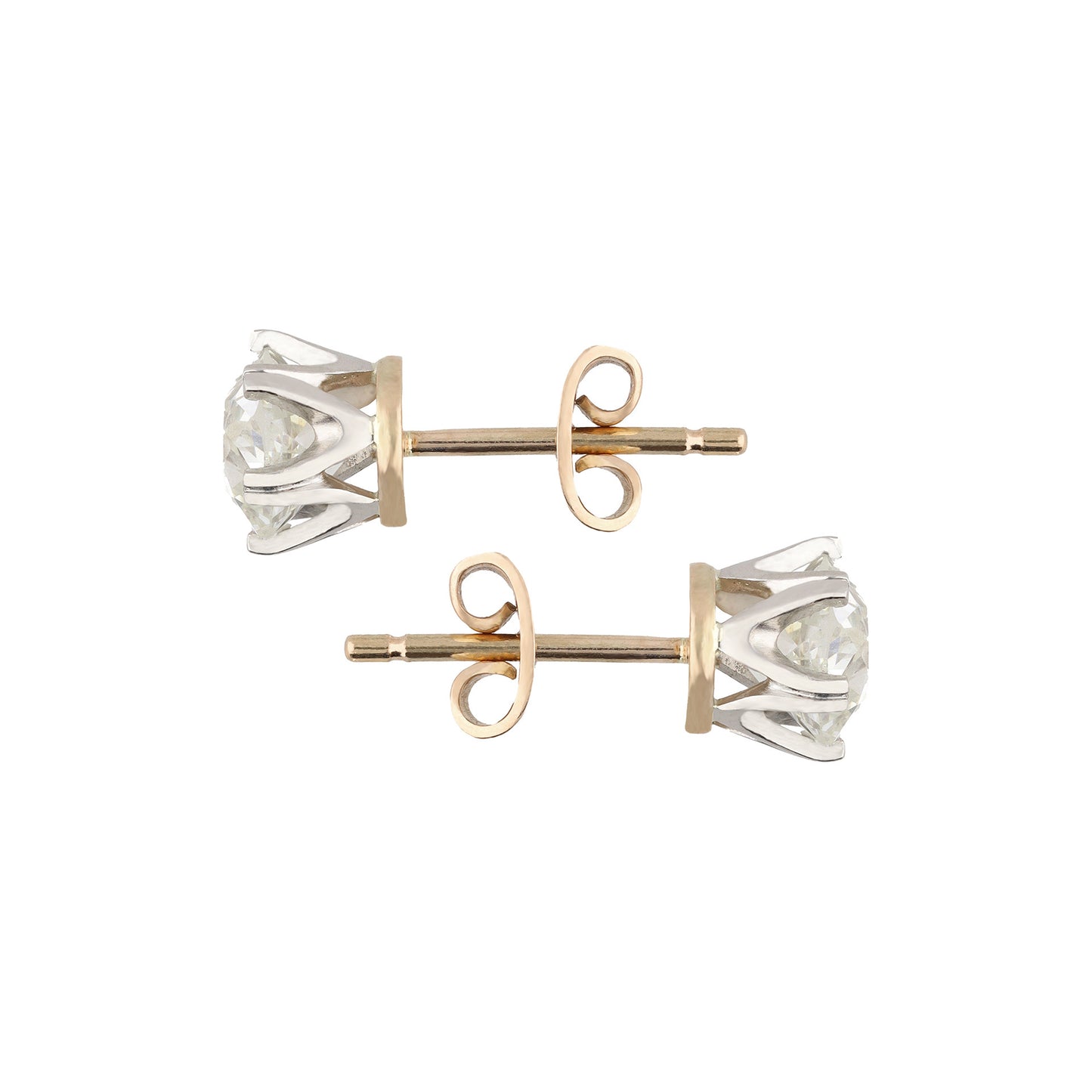 Edwardian Platinum & 18KT Rose Gold Diamond Earrings side