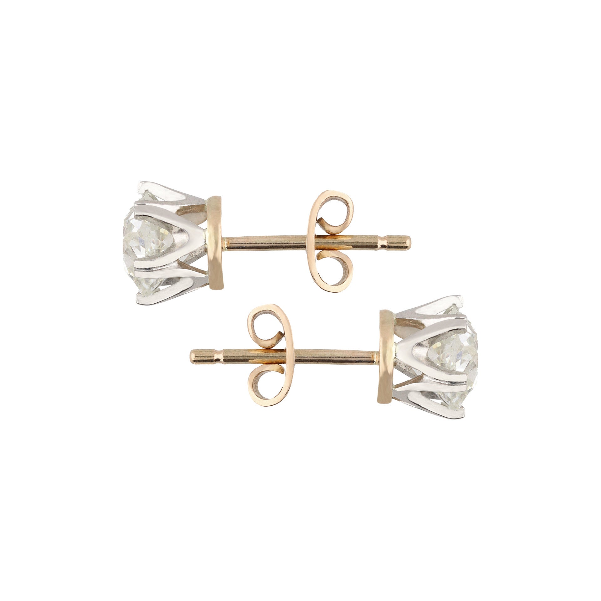 Edwardian Platinum & 18KT Rose Gold Diamond Earrings side