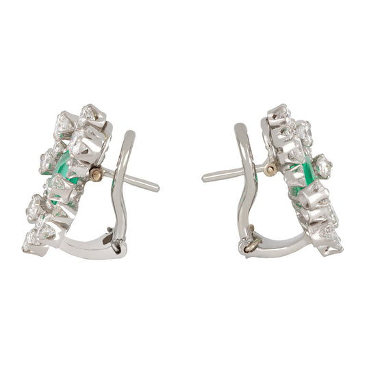 1950s Platinum Emerald & Diamond Earrings side