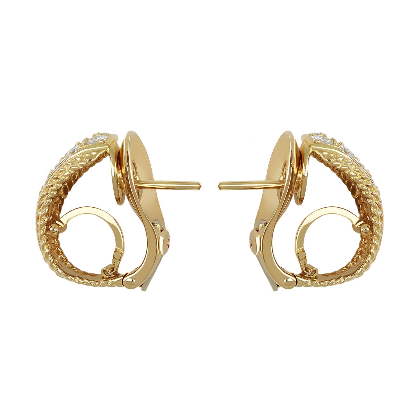 Van Cleef & Arpels 1970s 18KT Yellow Gold Diamond Earrings side
