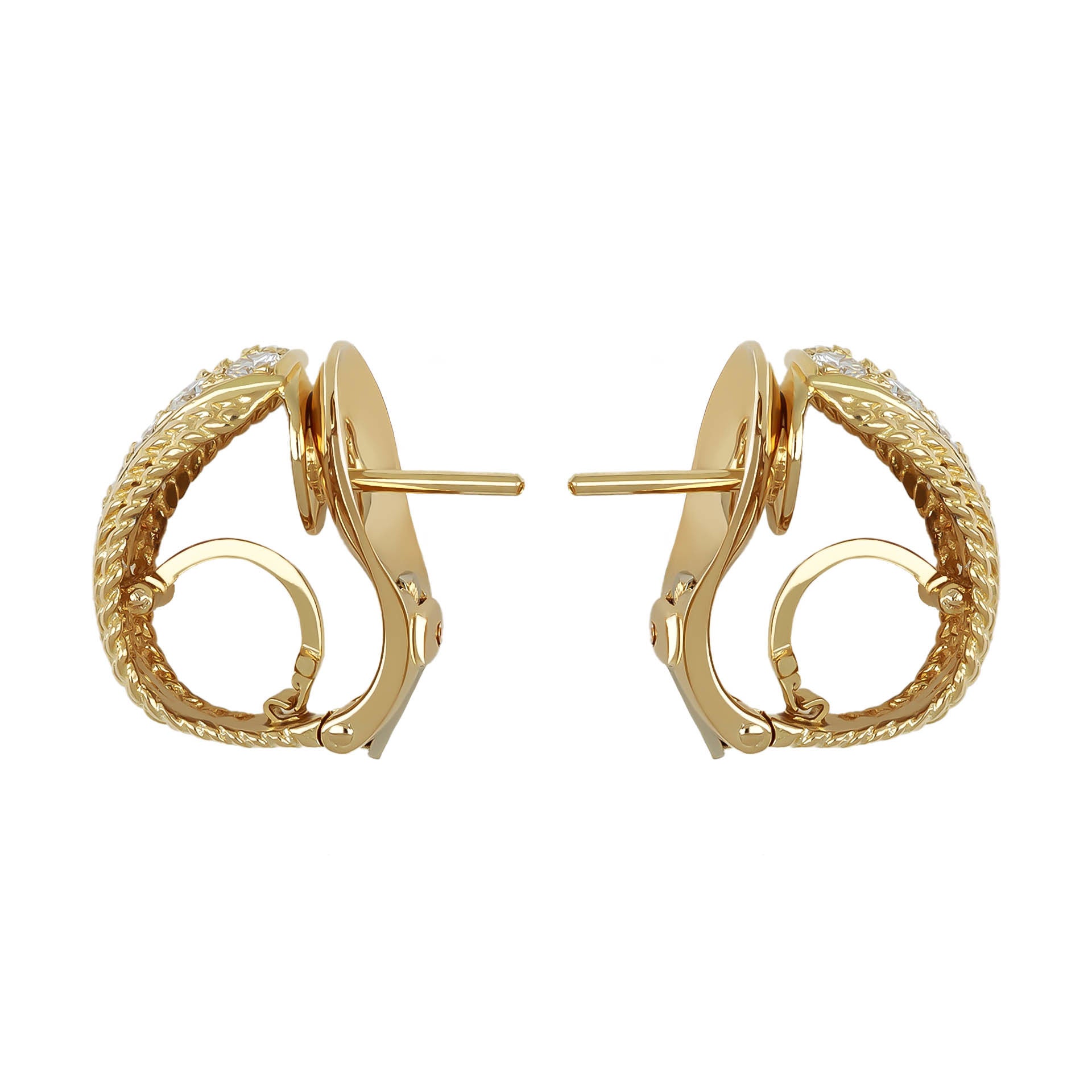 Van Cleef & Arpels 1970s 18KT Yellow Gold Diamond Earrings side