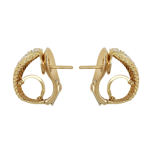 Van Cleef & Arpels 1970s 18KT Yellow Gold Diamond Earrings side