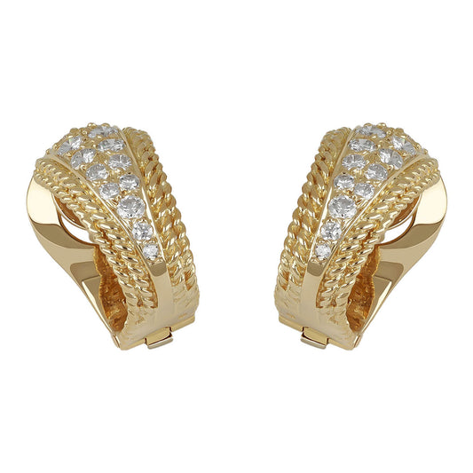 Van Cleef & Arpels 1970s 18KT Yellow Gold Diamond Earrings front