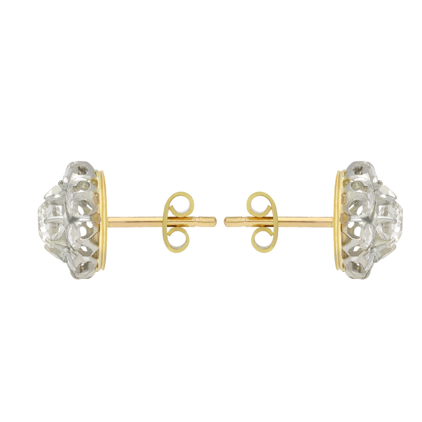 Edwardian Platinum & 18KT Yellow Gold Diamond Earrings side