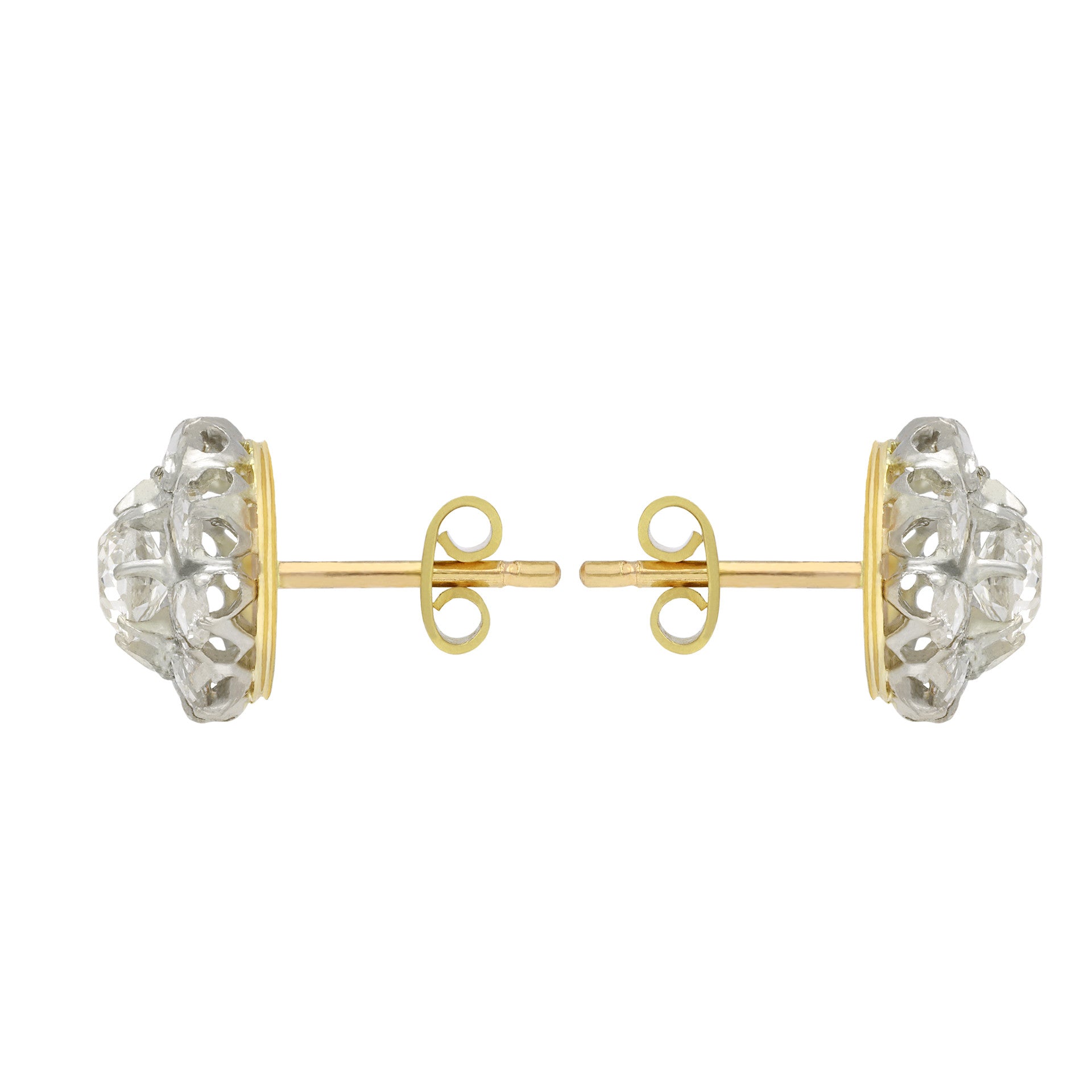 Edwardian Platinum & 18KT Yellow Gold Diamond Earrings side
