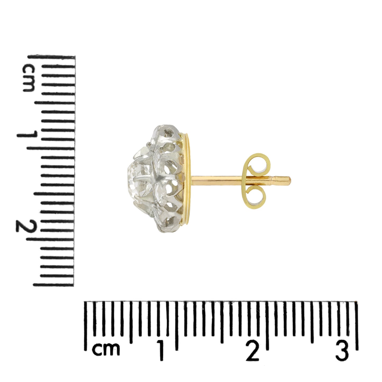 Edwardian Platinum & 18KT Yellow Gold Diamond Earrings side