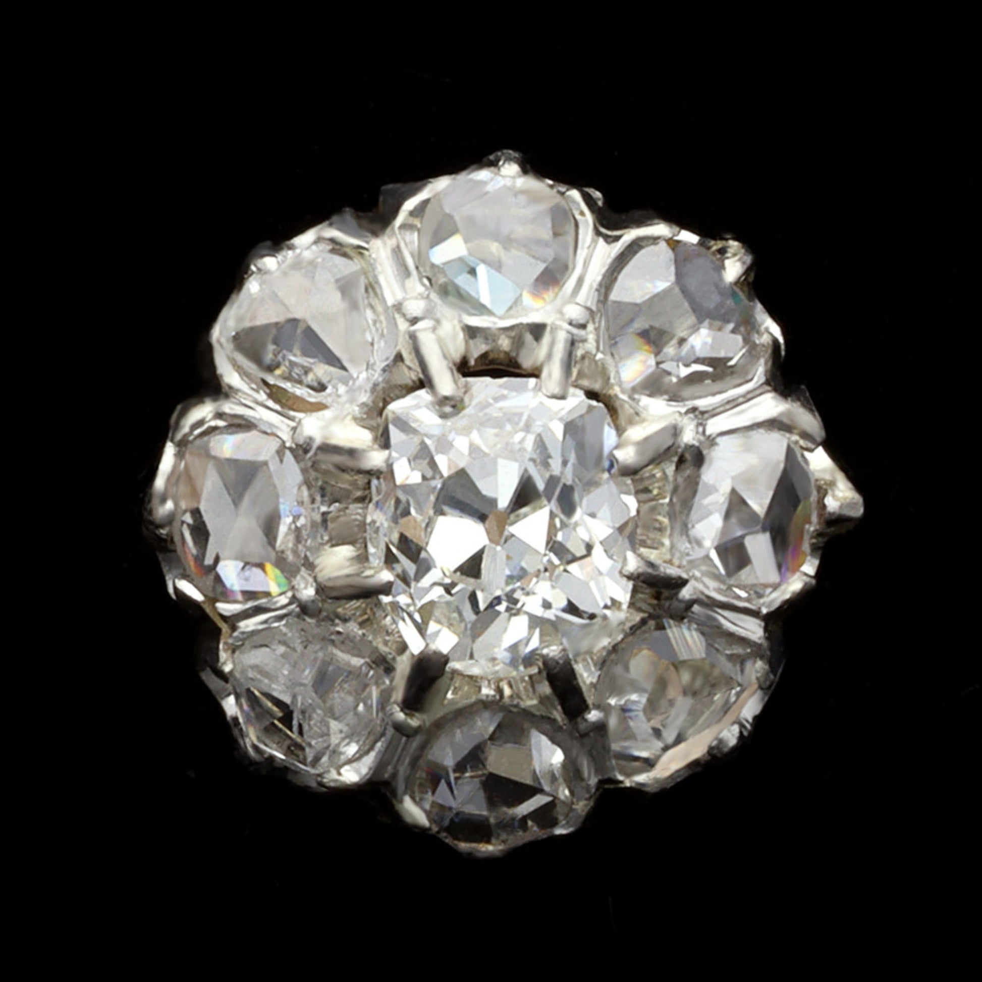 Edwardian Platinum & 18KT Yellow Gold Diamond Earrings front