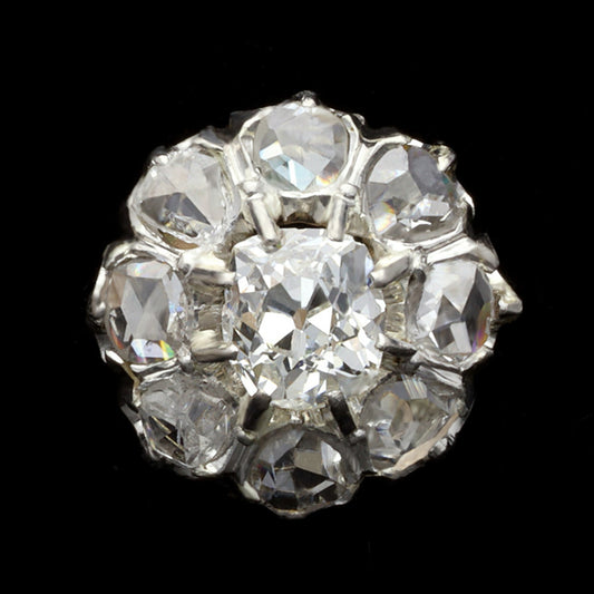Edwardian Platinum & 18KT Yellow Gold Diamond Earrings front