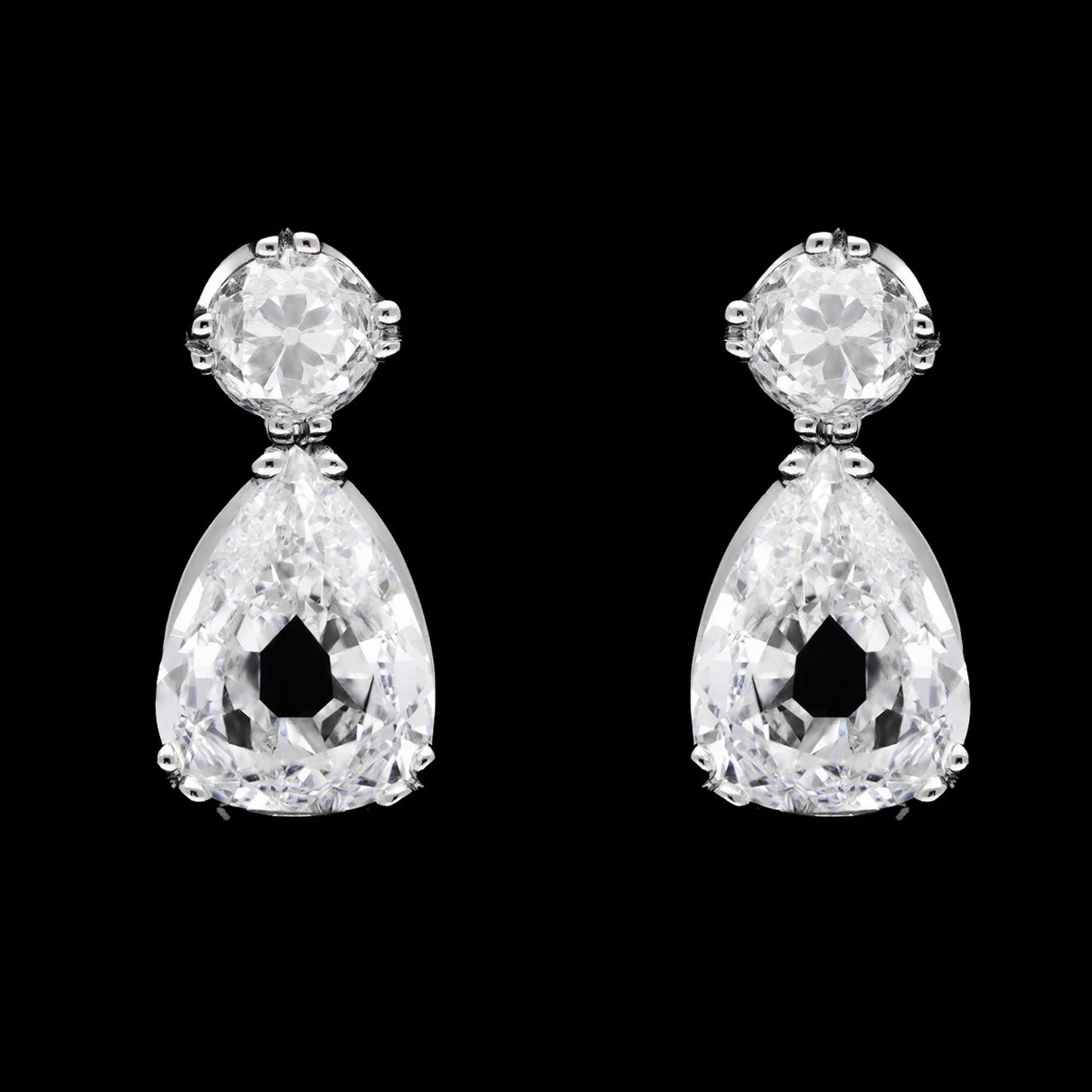 Art Deco Platinum Diamond Earrings front