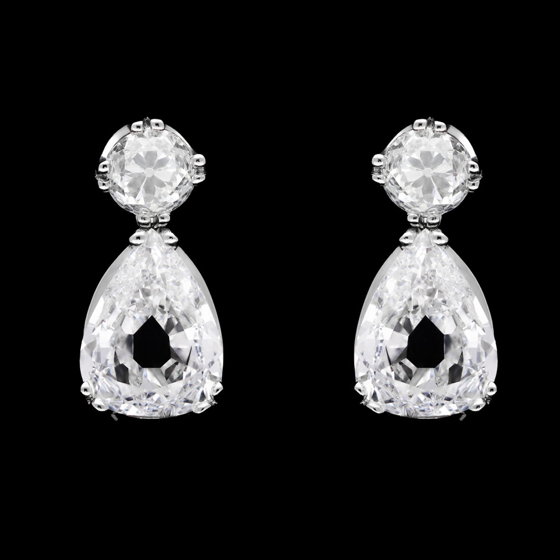 Art Deco Platinum Diamond Earrings front