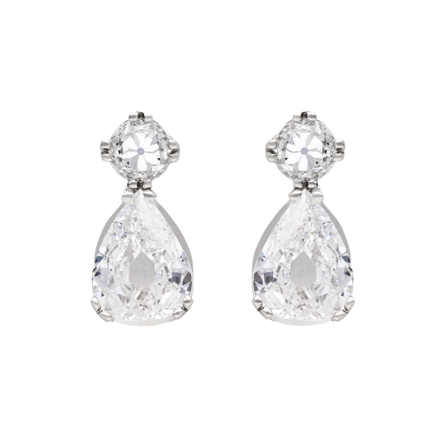Art Deco Platinum Diamond Earrings front