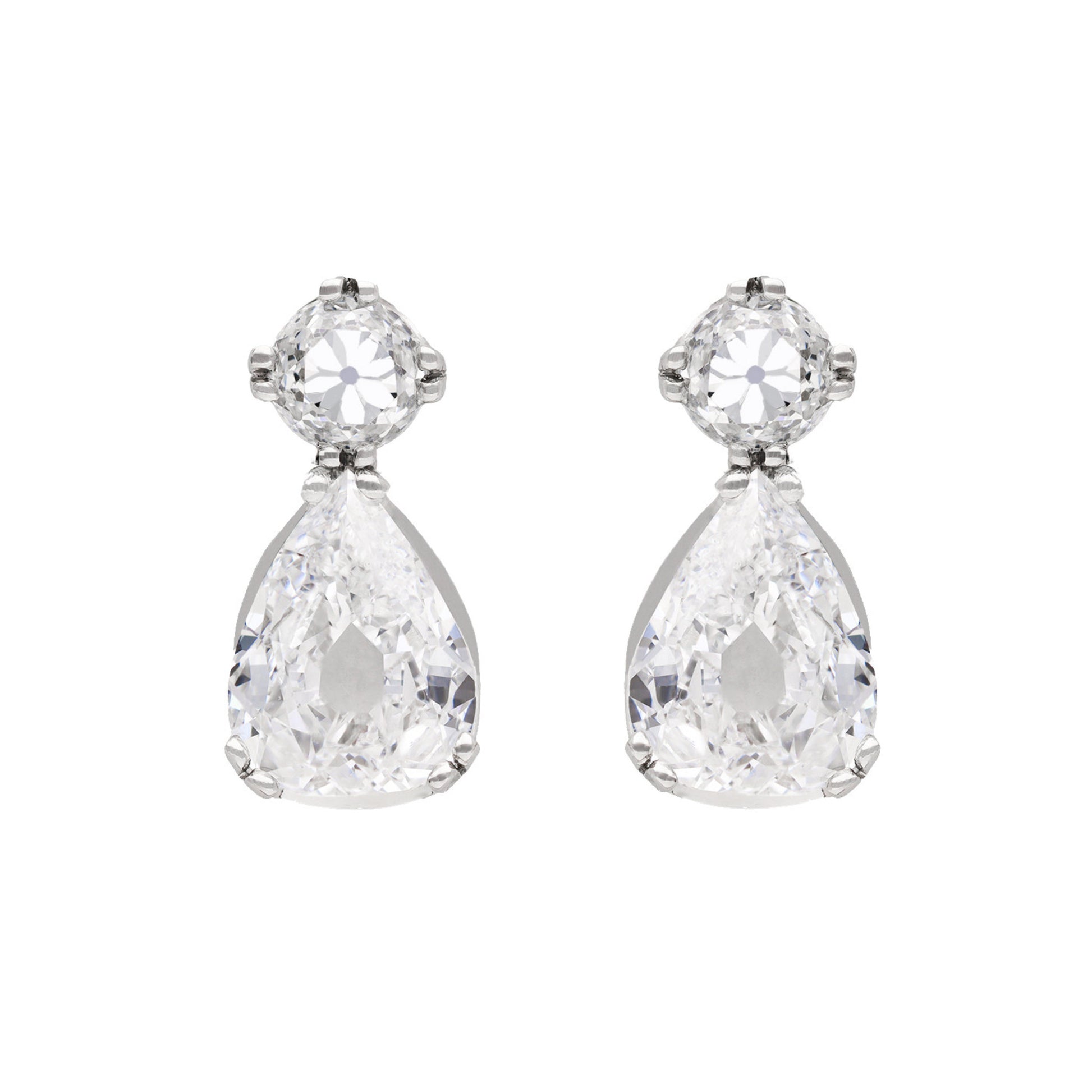 Art Deco Platinum Diamond Earrings front