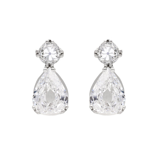 Art Deco Platinum Diamond Earrings front