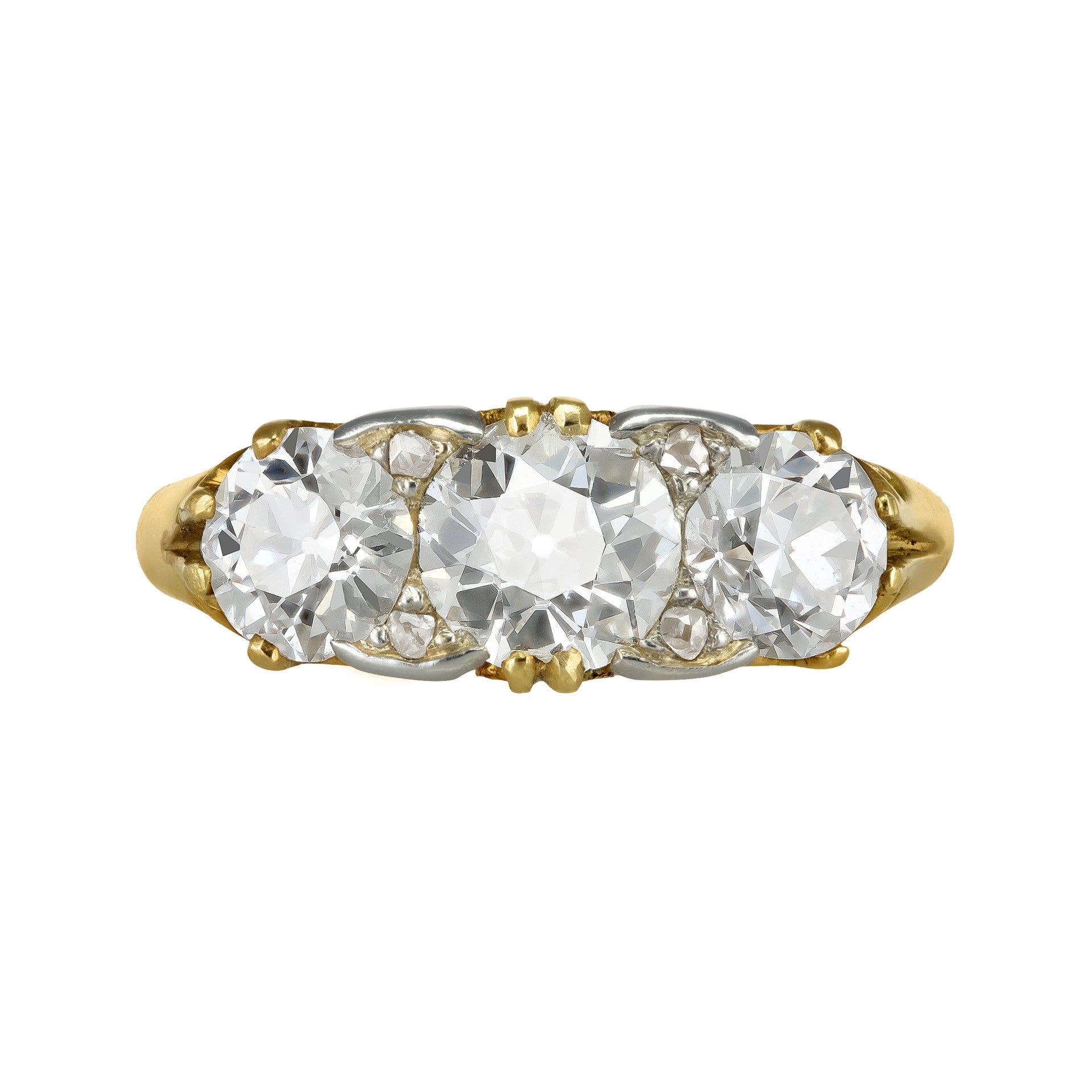 Victorian 18KT Yellow Gold Diamond Ring front