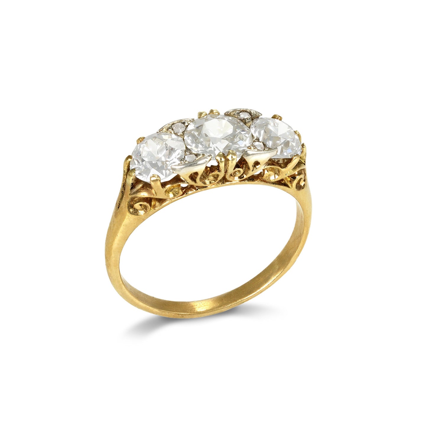 Victorian 18KT Yellow Gold Diamond Ring front