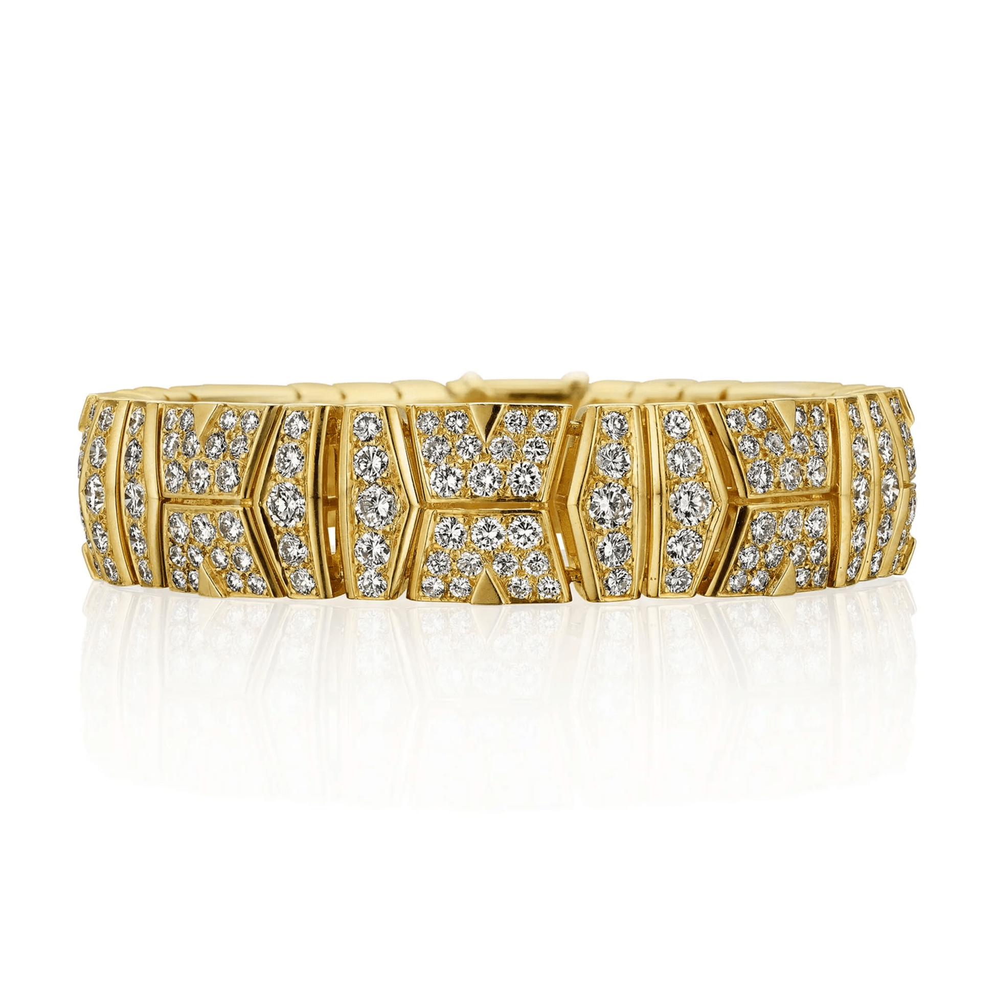 Cartier Paris 1980s 18KT Yellow Gold Diamond Bracelet front
