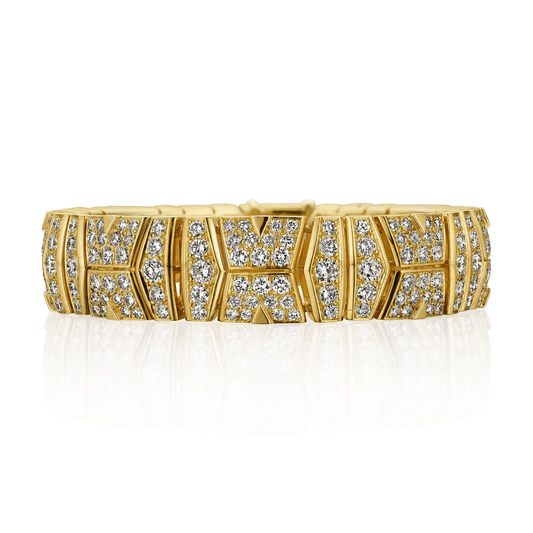 Cartier Paris 1980s 18KT Yellow Gold Diamond Bracelet front