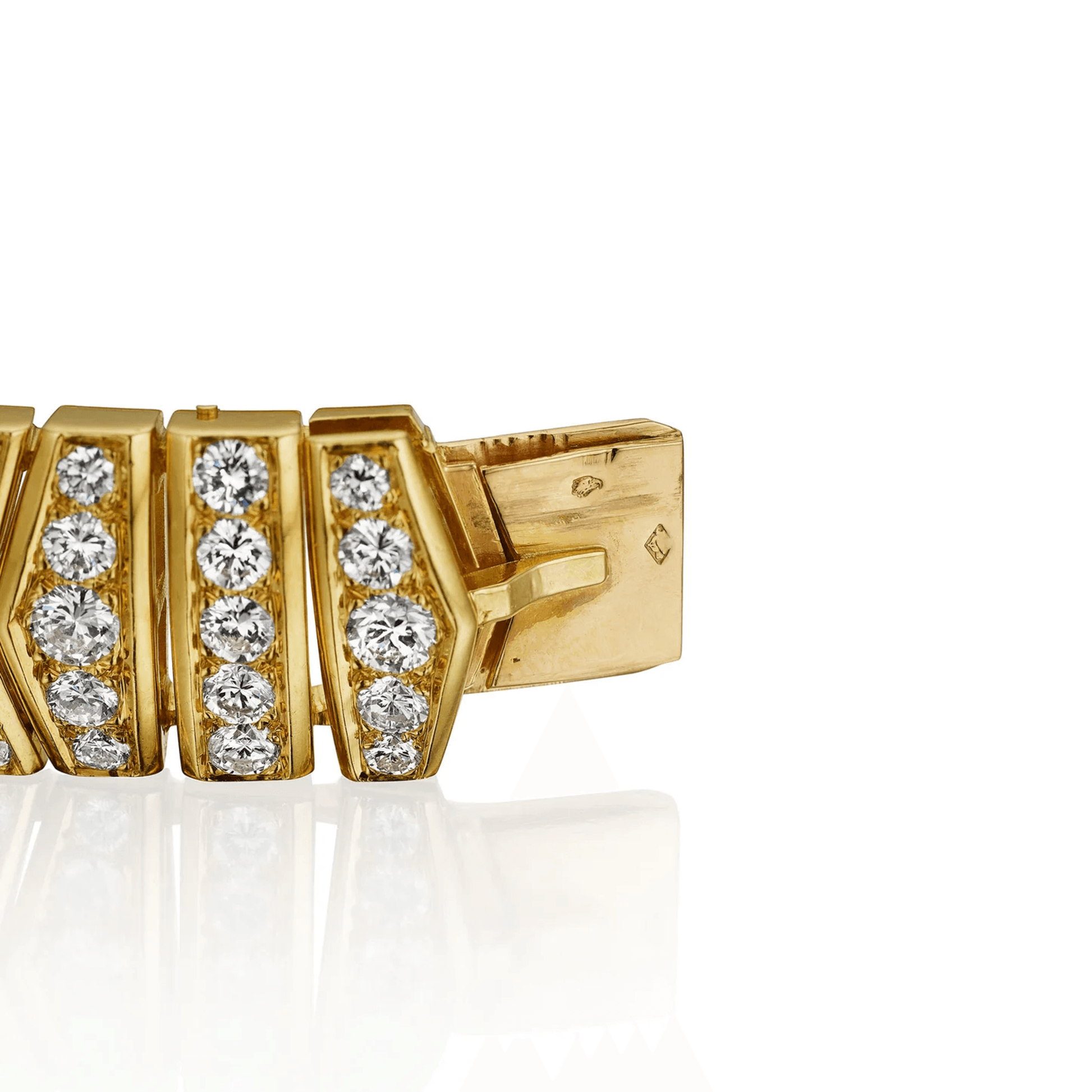 Cartier Paris 1980s 18KT Yellow Gold Diamond Bracelet stamps