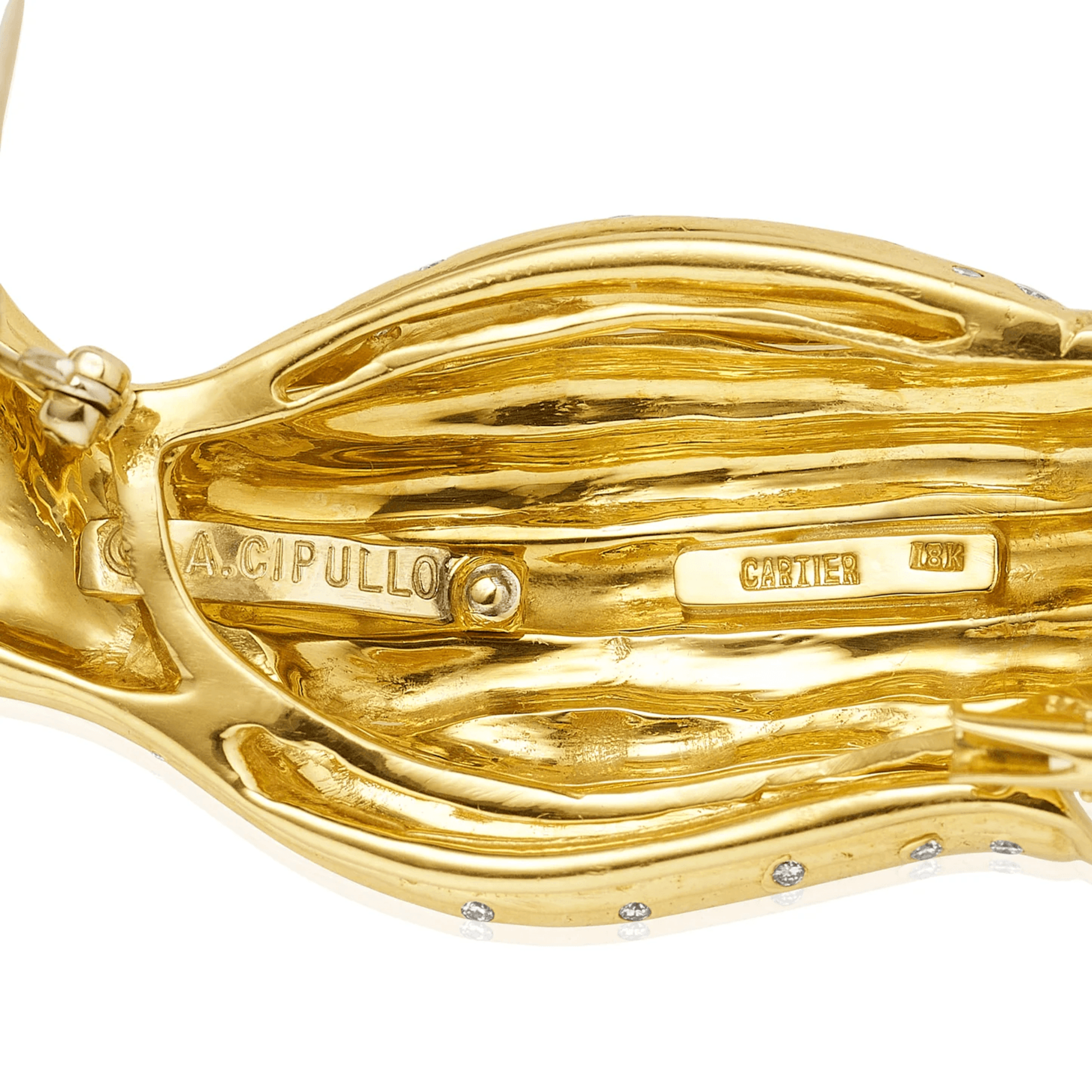 Cartier NY 1970s 18KT Yellow Gold Diamond, Ruby & Sapphire Penguin Brooch signature