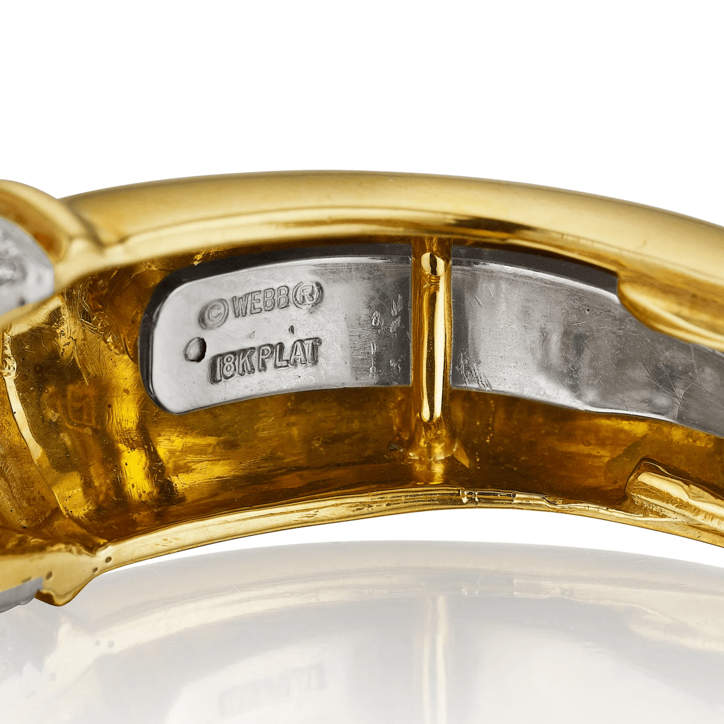 David Webb 1970s Platinum & 18KT Yellow Gold Cultured Pearl Bracelet signature