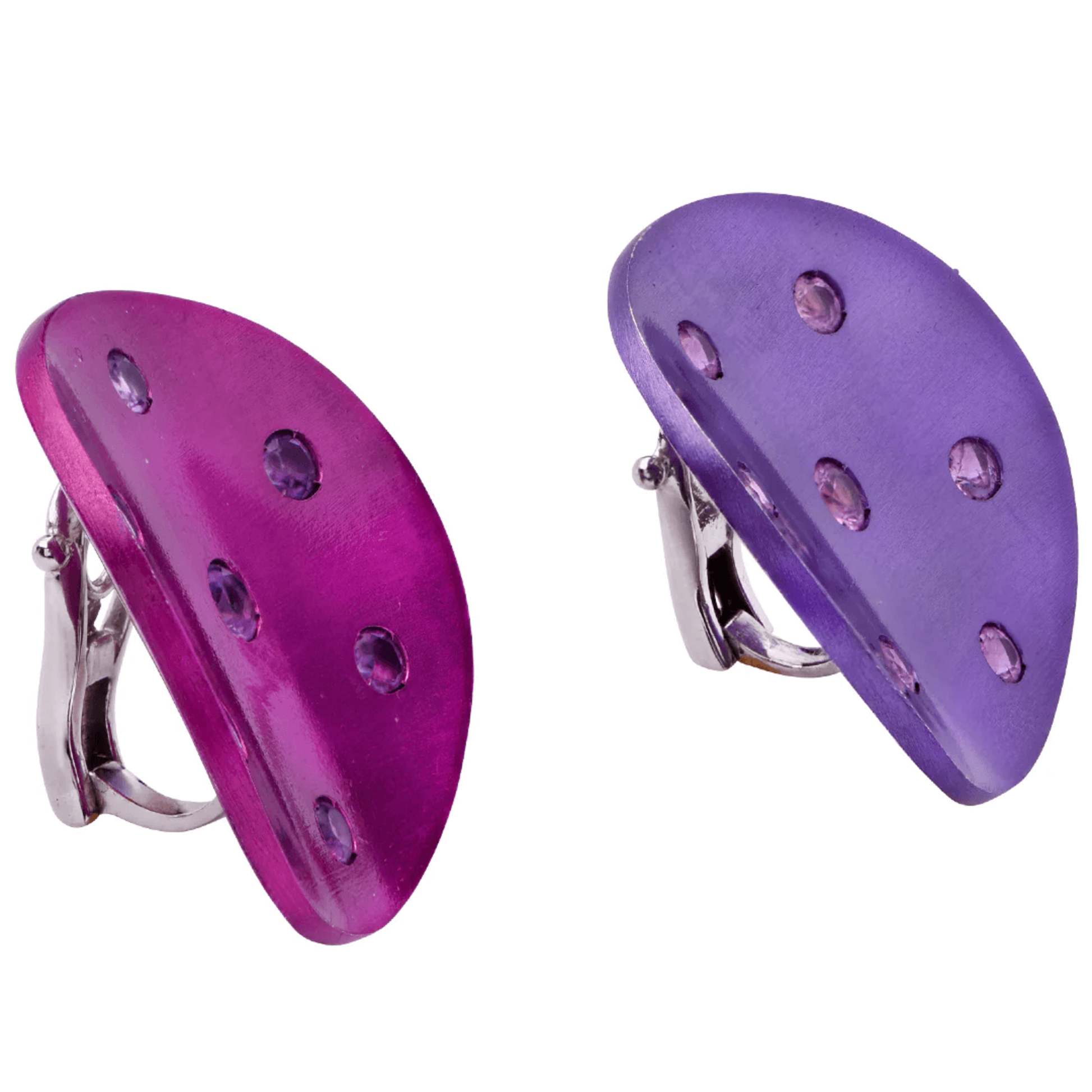 Sabbadini Post-1980s Aluminum & 18KT White Gold Amethyst & Sapphire Earrings side