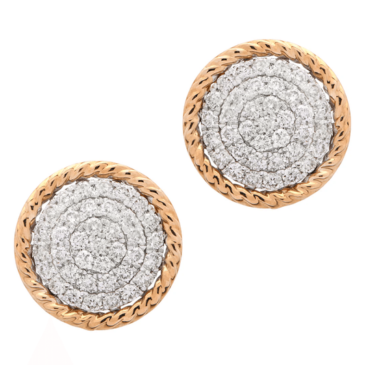 Contemporary 14KT White & Yellow Gold Diamond Earrings front