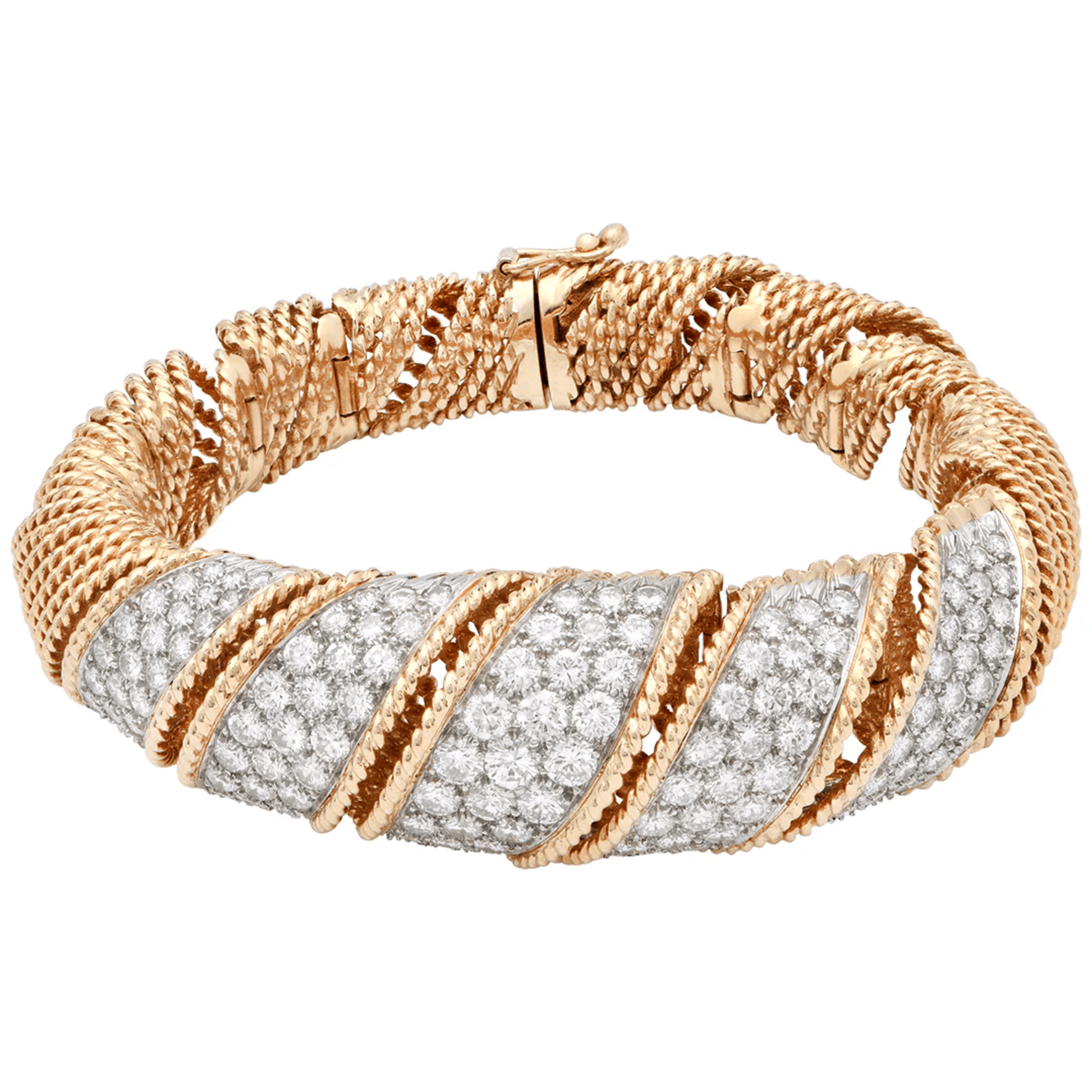 Contemporary 18KT Yellow Gold Diamond Bracelet front