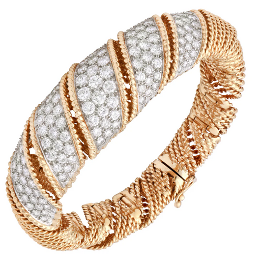 Contemporary 18KT Yellow Gold Diamond Bracelet front