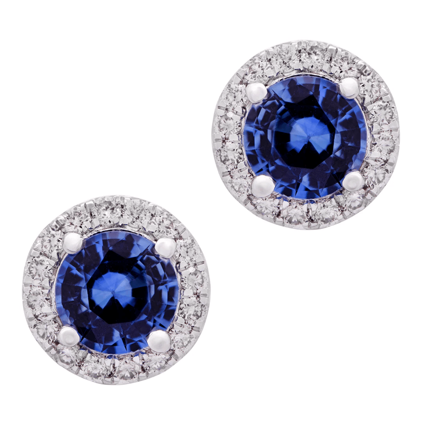 Contemporary 18KT White Gold Sapphire & Diamond Earrings front