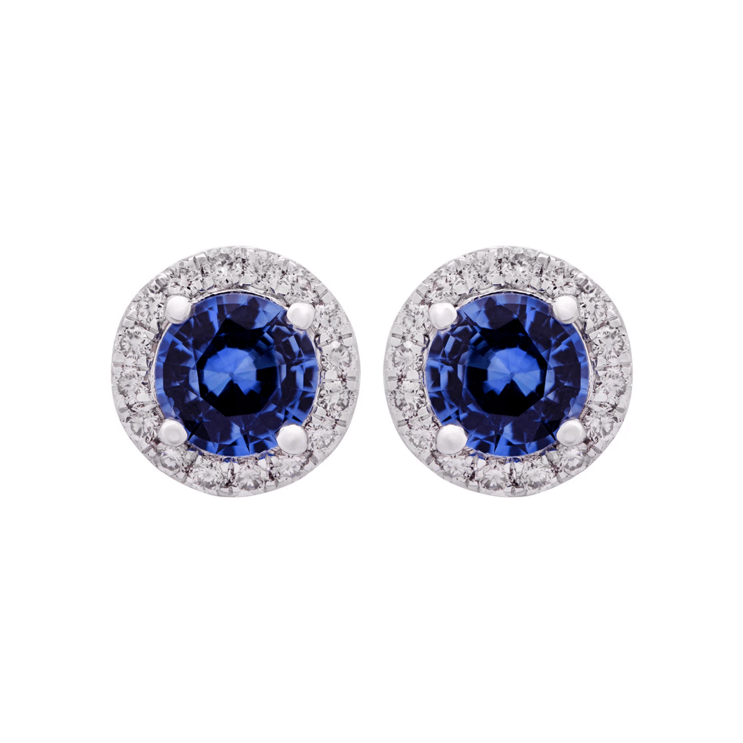 Contemporary 18KT White Gold Sapphire & Diamond Earrings front