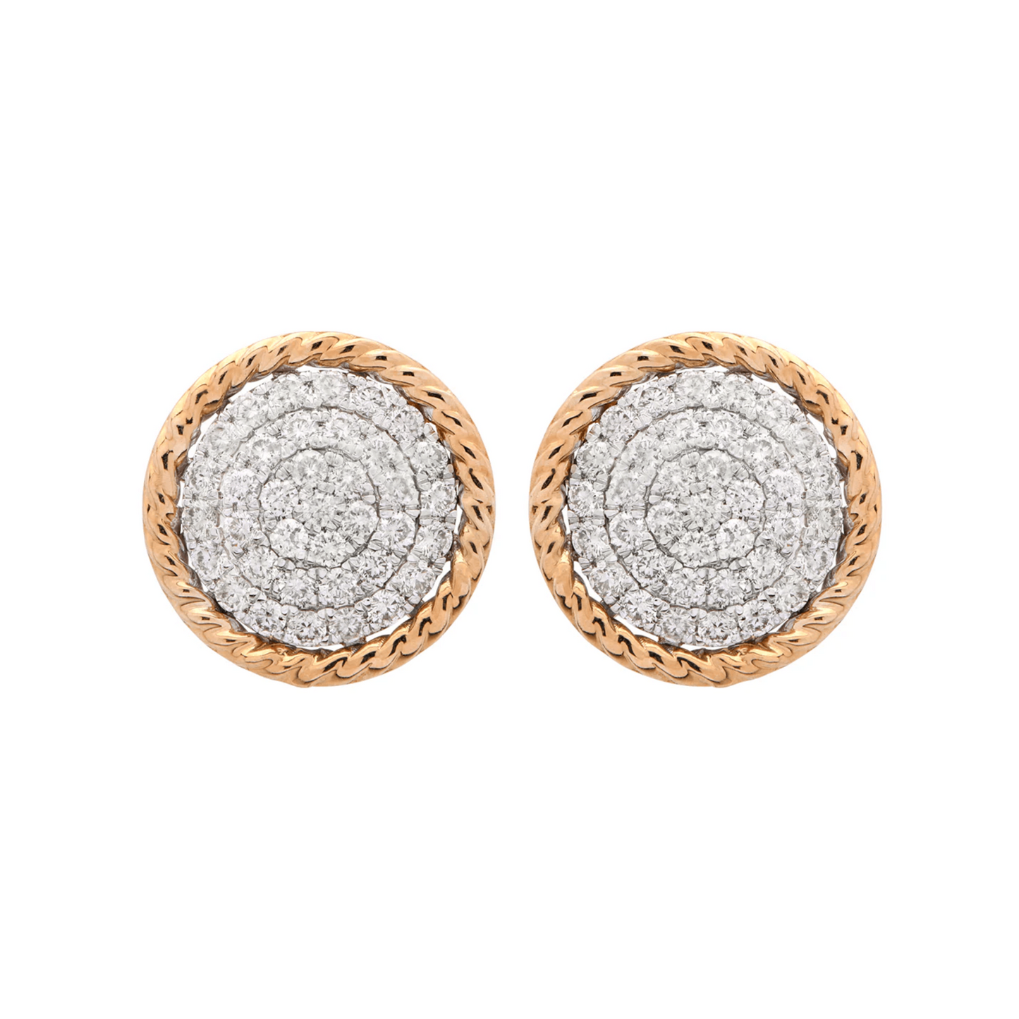 Contemporary 14KT White & Yellow Gold Diamond Earrings front
