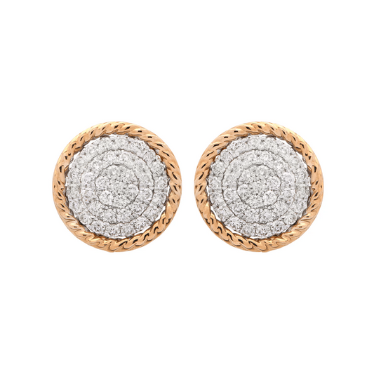 Contemporary 14KT White & Yellow Gold Diamond Earrings front