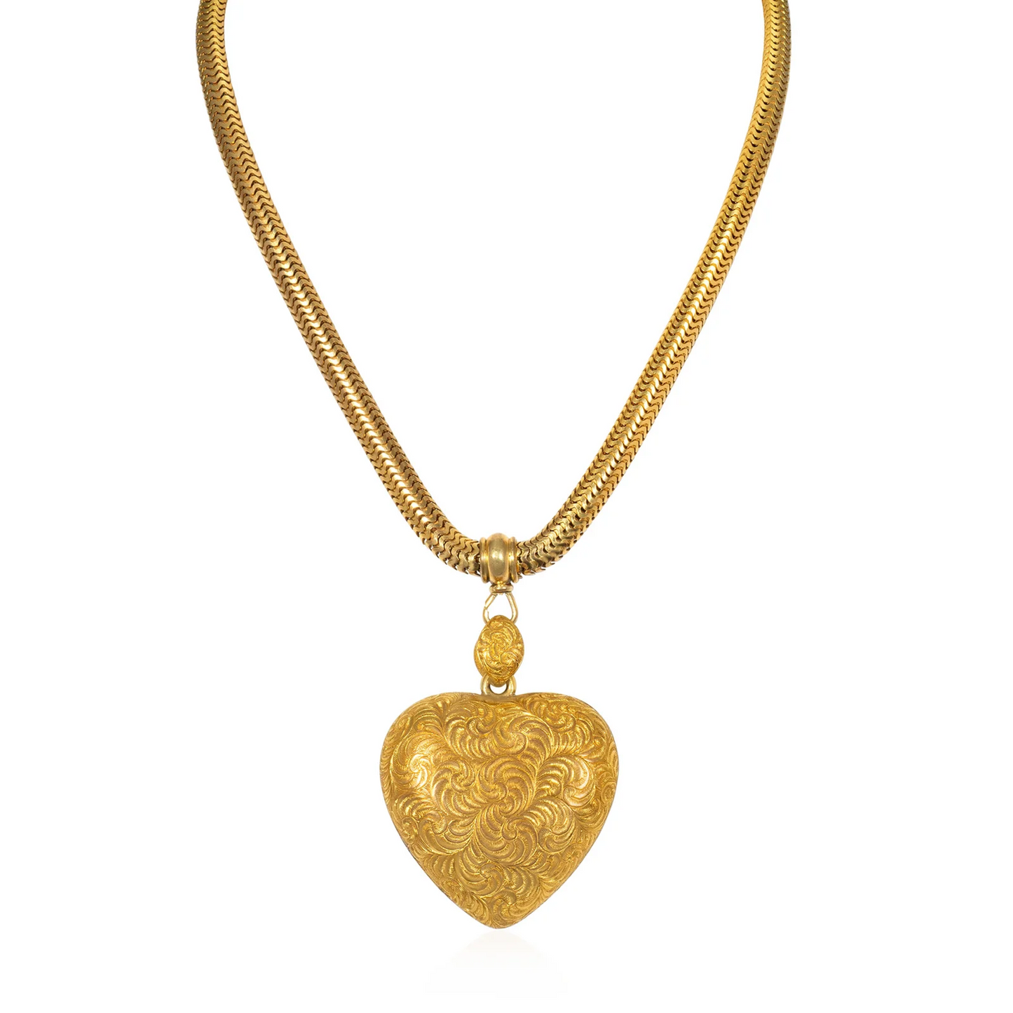 English Victorian 18KT Yellow Gold Heart Locket Necklace