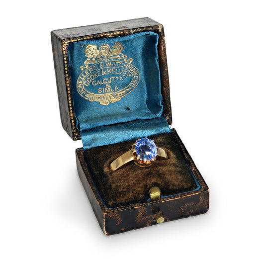 Victorian 18KT Yellow Gold Sapphire Ring in box