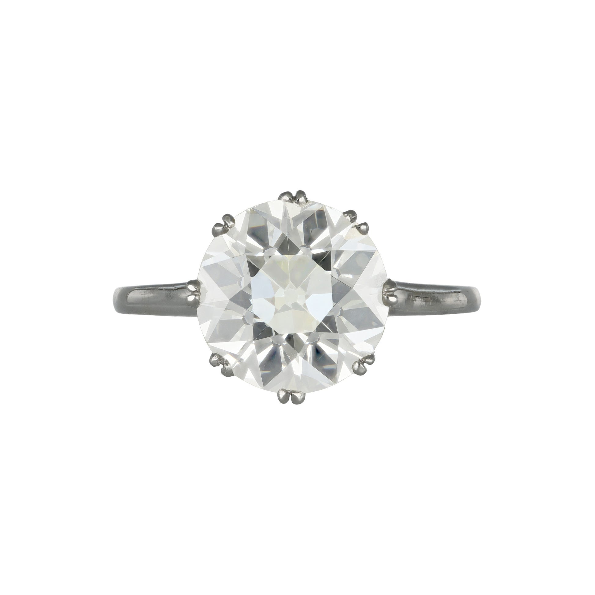 English Art Deco 18KT White Gold Diamond Ring front