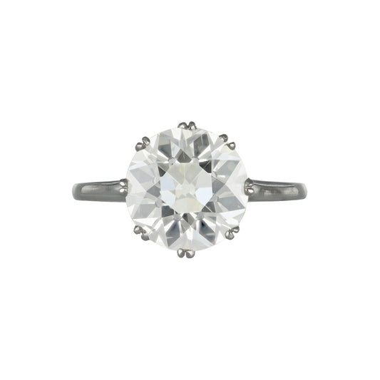English Art Deco 18KT White Gold Diamond Ring front
