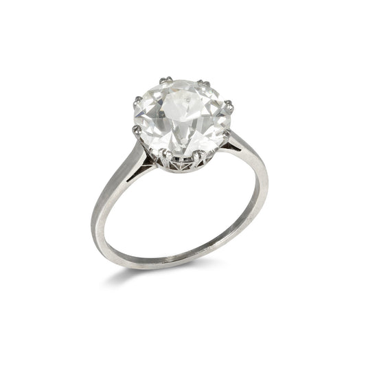 English Art Deco 18KT White Gold Diamond Ring profile