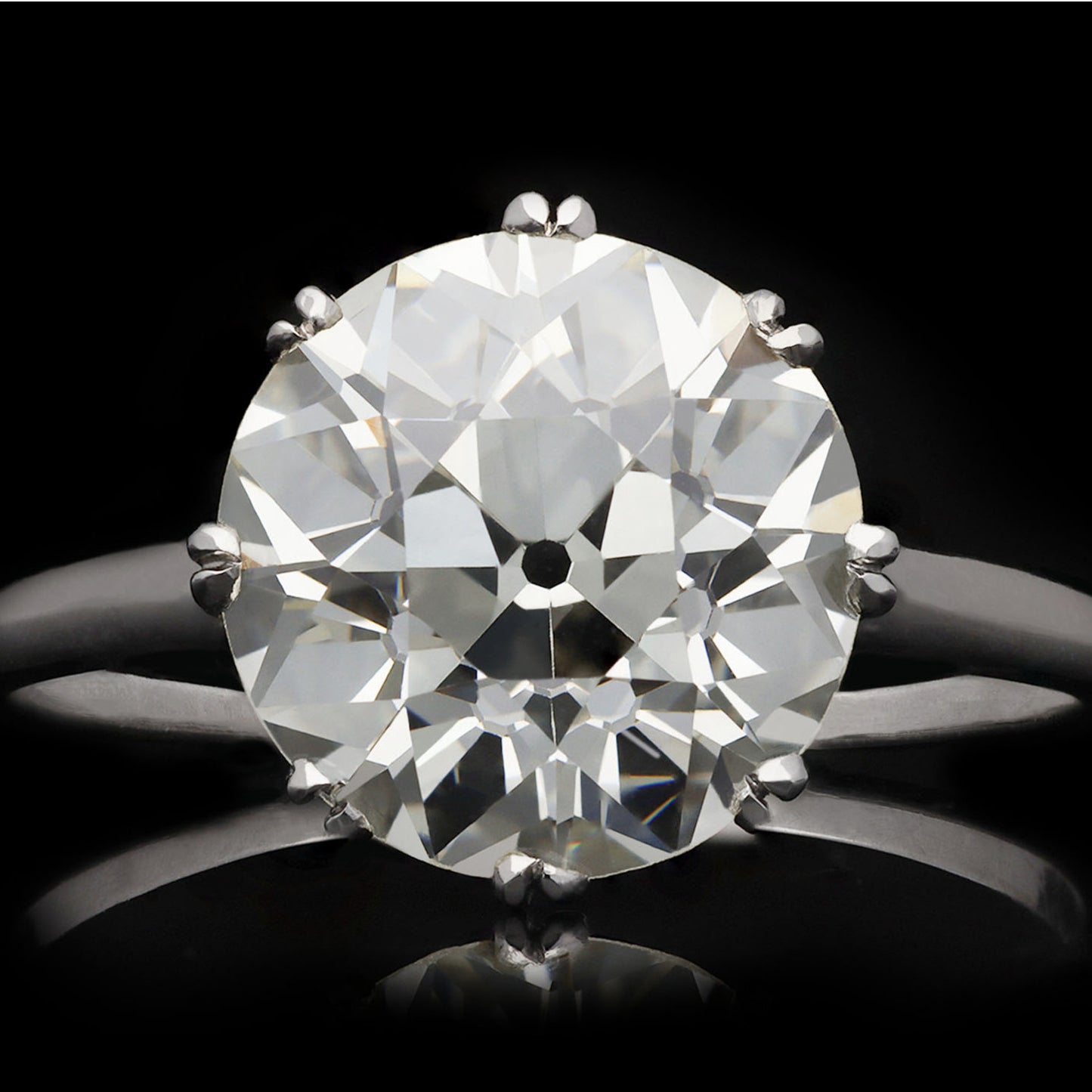 English Art Deco 18KT White Gold Diamond Ring front