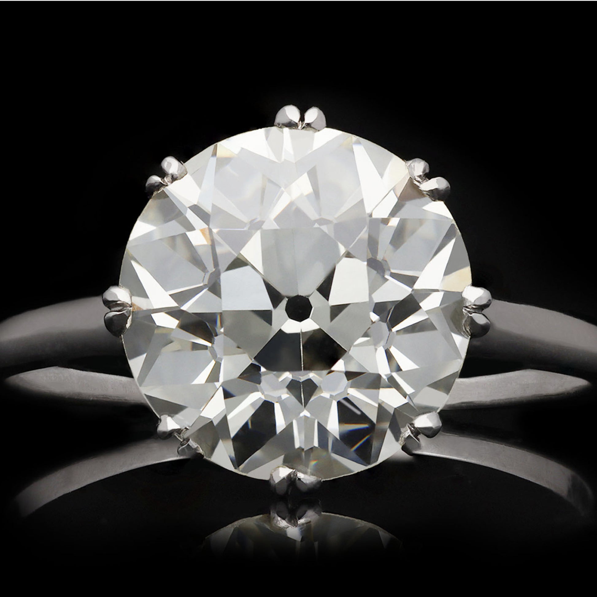 English Art Deco 18KT White Gold Diamond Ring front