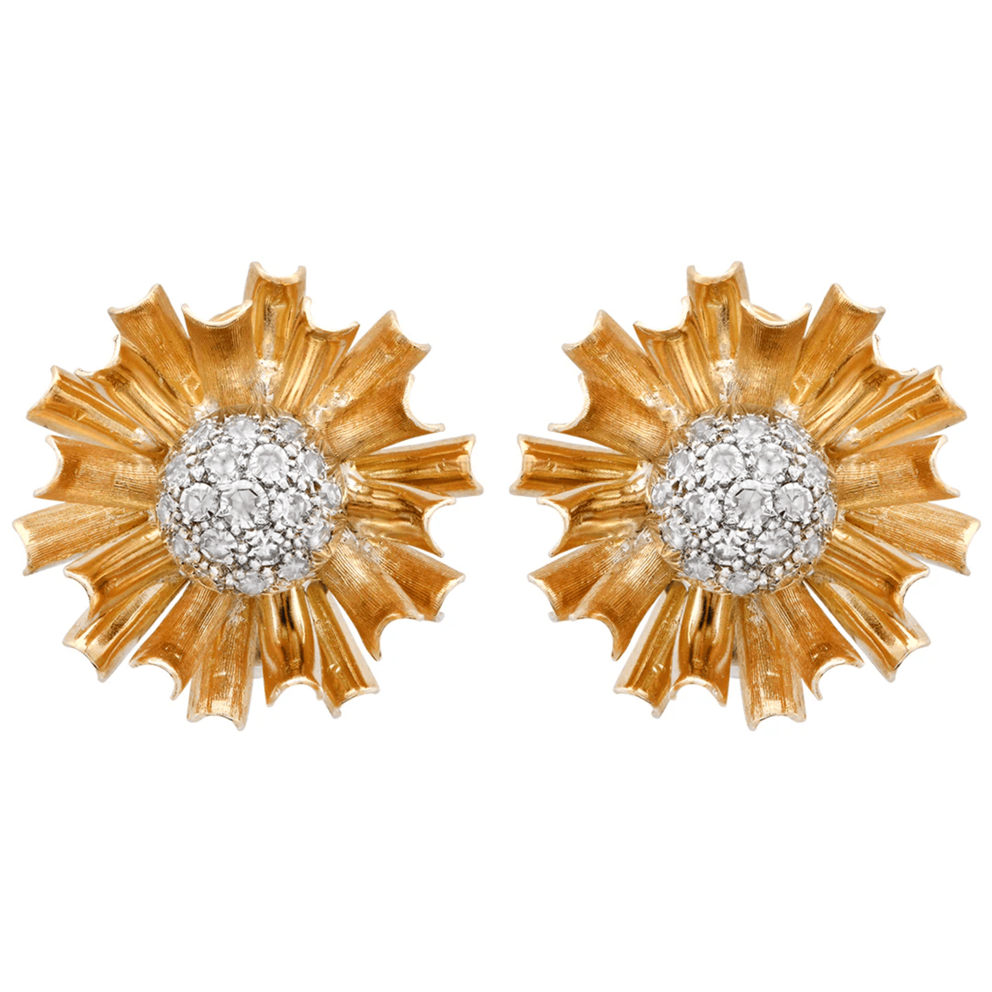 Post-1980s 18KT White & Yellow Gold Diamond Earrings front