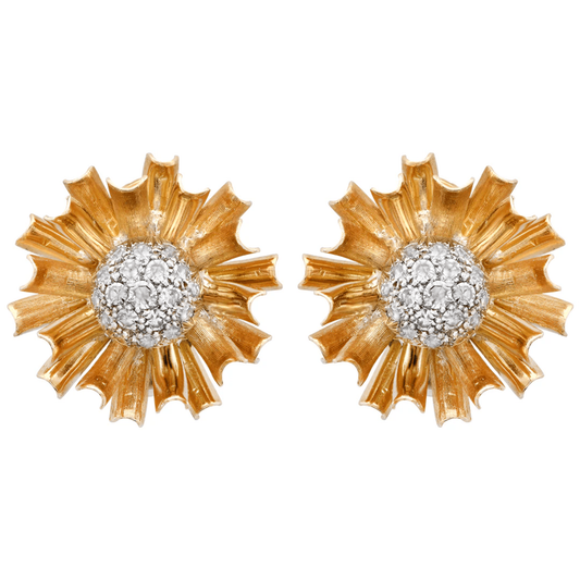 Post-1980s 18KT White & Yellow Gold Diamond Earrings front