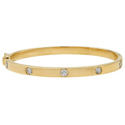 Post-1980s 14KT Yellow Gold Diamond Bracelet front