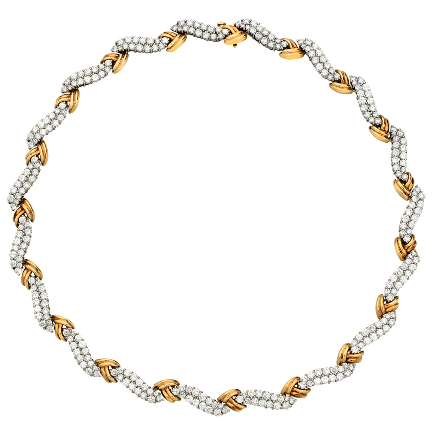 Tiffany & Co. Post-1980s Platinum & 18KT Yellow Gold Diamond Necklace front
