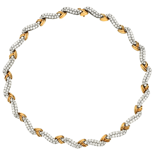 Tiffany & Co. Post-1980s Platinum & 18KT Yellow Gold Diamond Necklace front